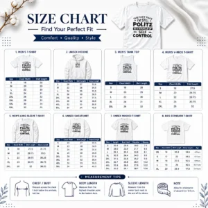 Size chart for Hot Official Sarcastic Humor Tee with measurements in inches and cm