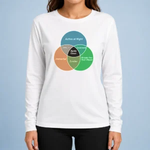 Perfect Premium Social Energy Venn Diagram Long Sleeve Shirt featuring a unique social energy graphic on a comfortable cotton blend fabric