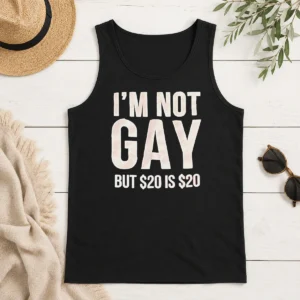 Funny Humorous Quote I Am Not Gay But 20 Dollars Is 20 Dollars Tank Top