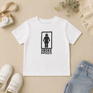 Hot Funny Smoke Dope 2016 Weed Leaf Girl Logo Marijuana kids t shirt in bright colors, front view
