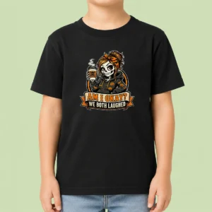 Original Skeleton Girl Coffee Humor Mascot Kids T-Shirt