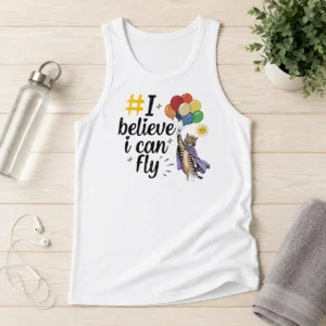 Funny I Believe I Can Fly Cat Balloons Tank Top