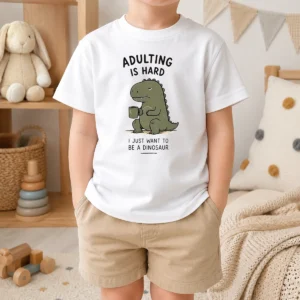 Top Adulting Is Hard I Just Want To Be A Dinosaur Kids T-Shirt