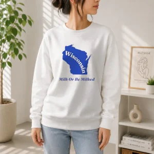 Original Wisconsin State Milk Or Be Milked Map Sweater
