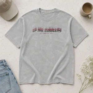 Perfect Up The Cobblers Northampton Town FC EFL Washed T Shirt in soft cotton fabric, front view