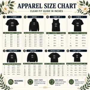 Size chart for Premium Back To School Ready To Rule Silhouette showing measurements in inches and cm