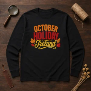 Pretty October Holiday Ireland Cozy Fall Typography Vector Shirt - Image 6
