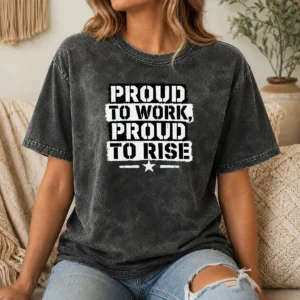 Pretty Nice Labour Day Proud Worker Stencil Washed T-Shirt
