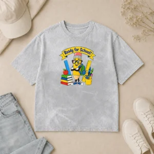 Hot Premium Back To School Ready For School Vector printed on a soft washed t shirt in neutral color