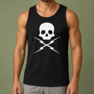 Pretty Funny Skull Crossed Lightning Bolts Tank Top
