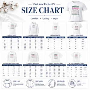Size chart for Hot Dinosaurs Didnt Listen To Their Nurses showing garment measurements in inches and cm