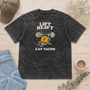 Nice Lift Heavy Eat Tacos Washed T-Shirt