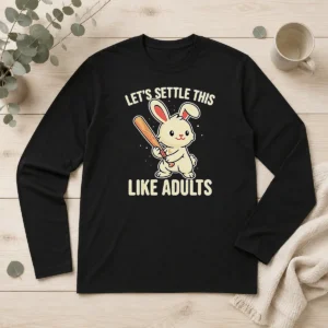 Nice Rabbit Holding Baseball Bat Let'S Settle This Like Adults Long Sleeve Shirt