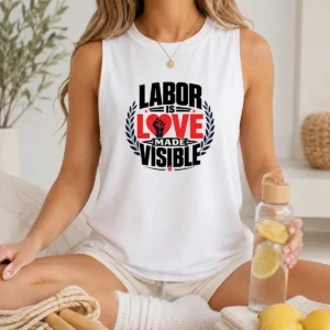 Awesome Labor Is Love Made Visible Silhouette Tank Top in black, sleeveless and fitted for casual wear