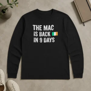 Premium Original The Mac Is Back In 9 Days Flag long sleeve shirt in white with bold graphic print