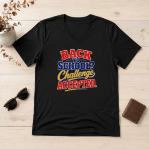 Funny Back To School Challenge Accepted Vector V-Neck Shirt