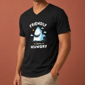 Pretty Original Shark Grinning Friendly Until Hungry V-Neck Shirt