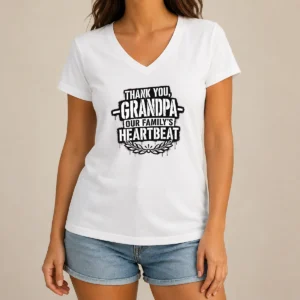 Premium Pretty Family Celebration Grandpa Thank You Stencil V Neck Shirt in soft fabric with clear stencil print