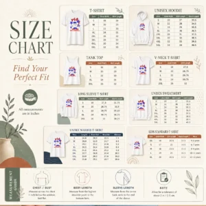 Size chart for Nice Original PCA Chicago Baseball Character Shirt with measurements in inches and cm