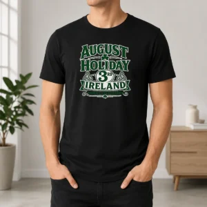 Awesome August Holiday Ireland Family Celebration Silhouette t shirt showing front view on a white background