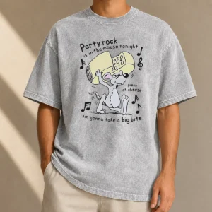 Hot Party Rock Is In The Mouse Tonight Piece Of Cheese Im Gonna Take A Big Bite Washed T-Shirt