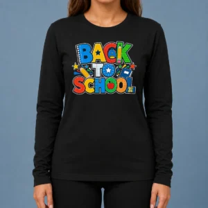 Pretty Exciting Back To School Silhouette For Students Long Sleeve Shirt
