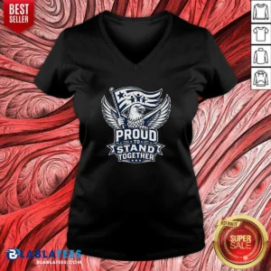 Premium Proud To Stand Together Eagle Line Art V Neck Shirt v neck optimized on a fitted short sleeve garment