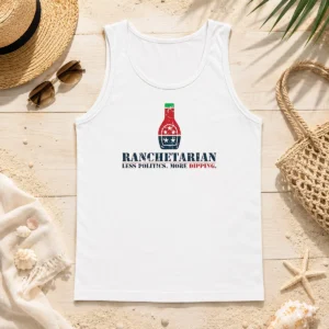 Official Nice Ranchetarian Less Politics More Dipping Bottle Star Flag Tank Top