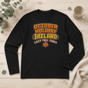 Hot October Holiday Ireland Cozy Fall Pixel Long Sleeve Shirt