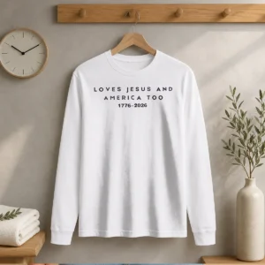 Original Loves Jesus And America Too 1776 2026 Faith Patriotic Christianity Freedom Long Sleeve Shirt