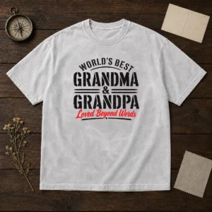 Official Grandparents Day Stencil Worlds Best Grandma Grandp Washed T-Shirt