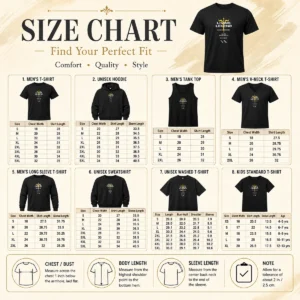 Size chart for Good Degenbrecher Living Legend Guard Swordmaster with measurements in inches and cm