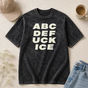 Premium Ethan Nestor A B C D E Fuck ICE Washed T-Shirt