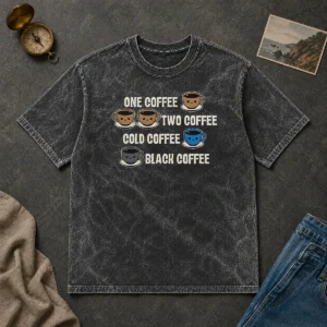 Good One Coffee Two Coffee Washed T Shirt in soft cotton with a vintage washed finish