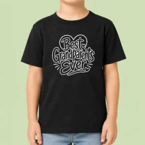 Original Best Grandparents Ever Line Art Kids T Shirt featuring simple black line art on a white short-sleeve cotton tee