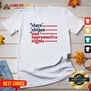 Premium Stars Stripes And Reproductive Rights Patriotic Lettering With Striped Lines V-Neck Shirt