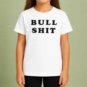 Hot Bull Shit Text Slogan Phrase Expression Bold Letter Typography Kids T-Shirt
