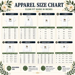 Size chart for Nice Analog Running showing measurements in inches and centimeters
