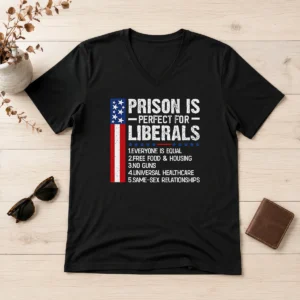 Official Prison For Liberals V-Neck Shirt