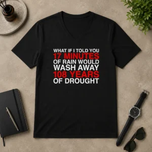 Perfect What If I Told You 17 Minutes Of Rain Would Wash Away 108 Years Of Drought V Neck Shirt on white background