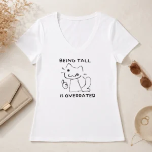 Funny Nice Neco Arc Tsukihime Being Tall Is Overrated Meme Character Doodle V-Neck Shirt