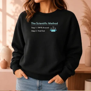Official Pretty The Scientific Method Step 1 F Around Step 2 Find Out Sweater in black with bold white text design