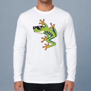Top Cool Fun Cartoon Frog Sunglasses Summer Beach Long Sleeve Shirt