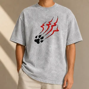 Hot Stripe Tiger Claw Scratch Washed T-Shirt