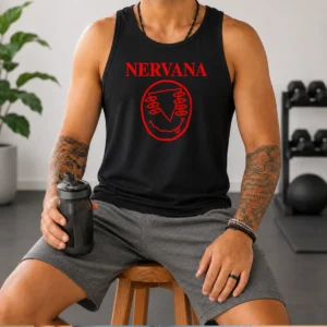 Funny Nervana Eyes And Smiley Face Red Tank Top