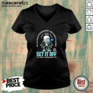 Official Set It Off Duality 10 Year Anniversary Undertale Sans Skeleton V-Neck Shirt