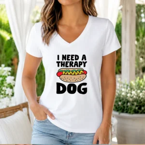 Good Therapy Dog Ivory V-Neck Shirt