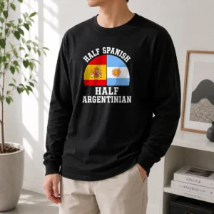 Official Half Spanish Half Argentinian Flags Long Sleeve Shirt