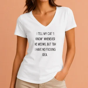 Good I Tell My Cat I Know Whenever He Meows V-Neck Shirt