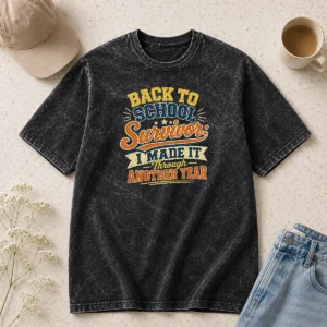 Top Back To School Survivor Vintage For Proud Students Washed T-Shirt